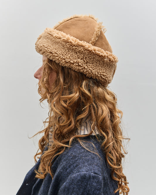 Cawley Suede Back Curly Cap (Seam Out), Tan