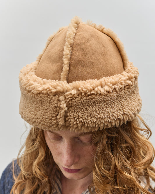 Cawley Suede Back Curly Cap (Seam Out), Tan