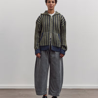 Wool Ribbed Zip Up Hoodie, Denim/Apple