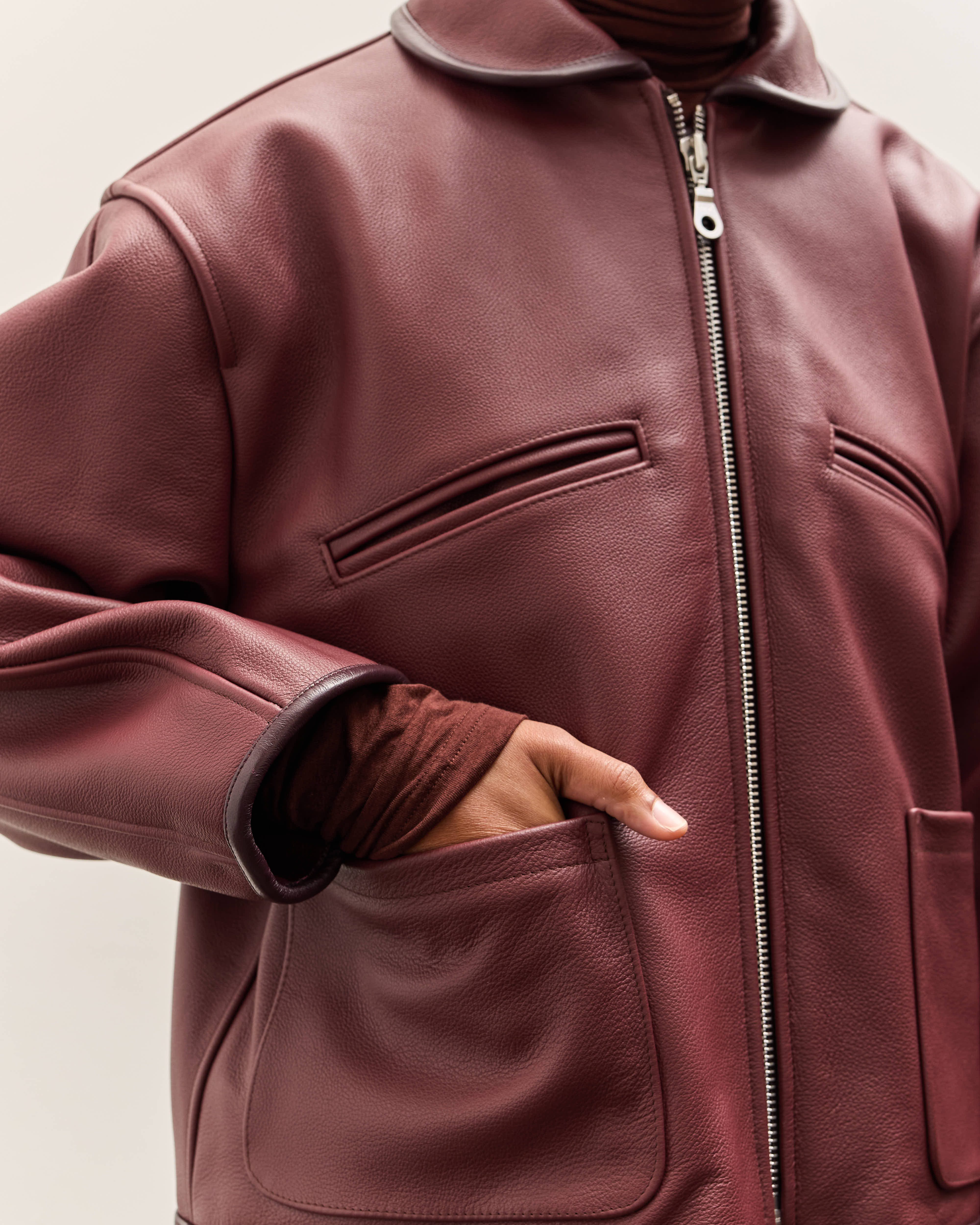 Leather Flying Jacket, Wine – Glasswing