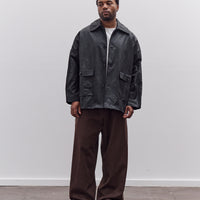 Cawley Waxed Cotton Amis Mac Jacket, Black