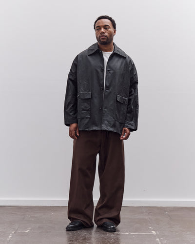 Cawley Waxed Cotton Amis Mac Jacket, Black