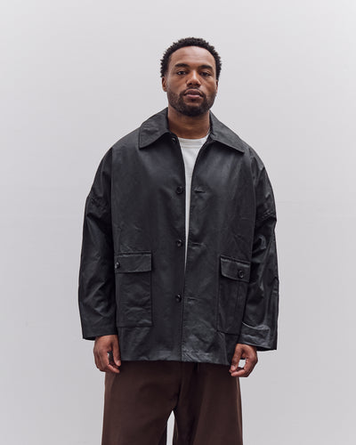 Cawley Waxed Cotton Amis Mac Jacket, Black