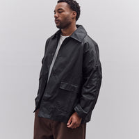 Cawley Waxed Cotton Amis Mac Jacket, Black