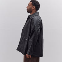 Cawley Waxed Cotton Amis Mac Jacket, Black