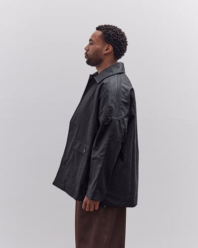 Cawley Waxed Cotton Amis Mac Jacket, Black