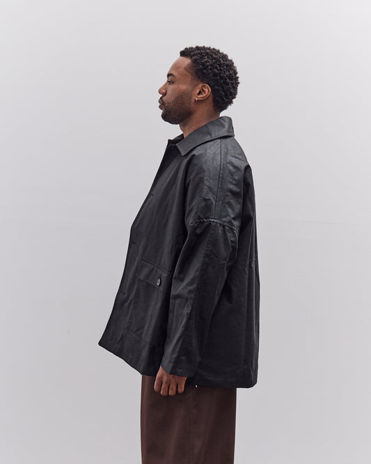 Cawley Waxed Cotton Amis Mac Jacket, Black