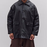 Cawley Waxed Cotton Amis Mac Jacket, Black