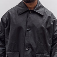 Cawley Waxed Cotton Amis Mac Jacket, Black