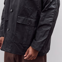 Cawley Waxed Cotton Amis Mac Jacket, Black