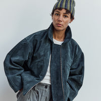 Pleat Hat, Denim/Apple