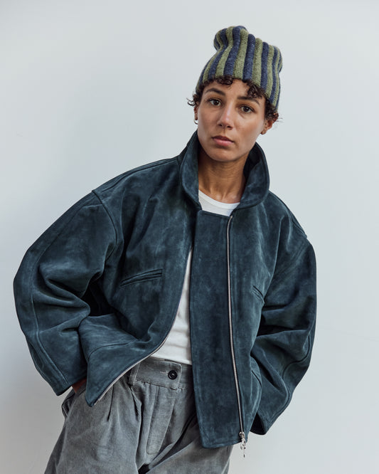 Pleat Hat, Denim/Apple