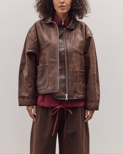 Waxed Leather Flying Jacket, Walnut