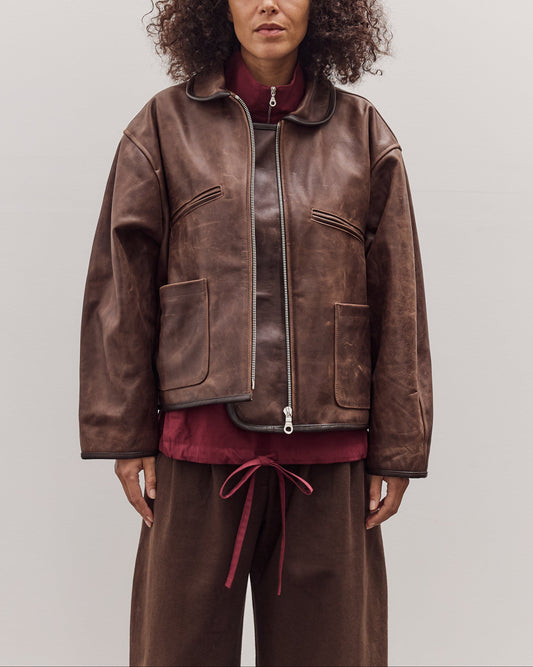 Waxed Leather Flying Jacket, Walnut