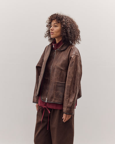 Waxed Leather Flying Jacket, Walnut