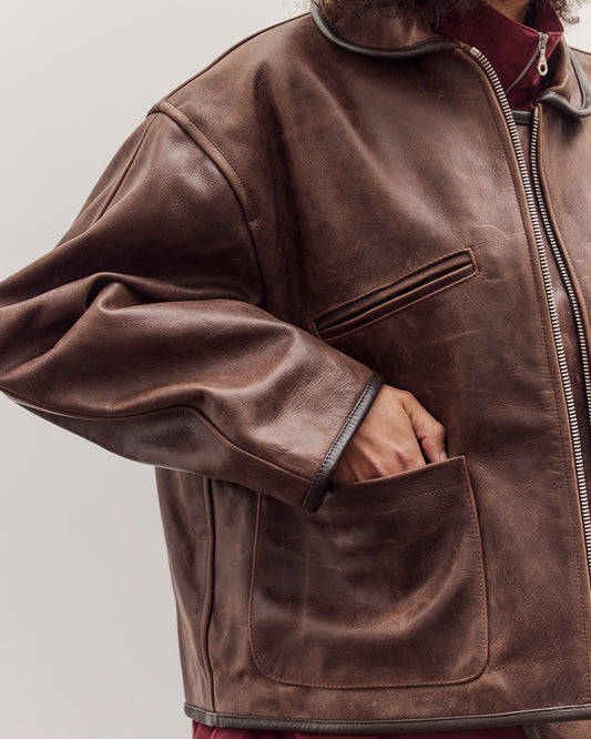 Waxed Leather Flying Jacket, Walnut