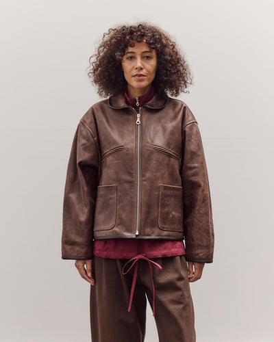 Waxed Leather Flying Jacket, Walnut