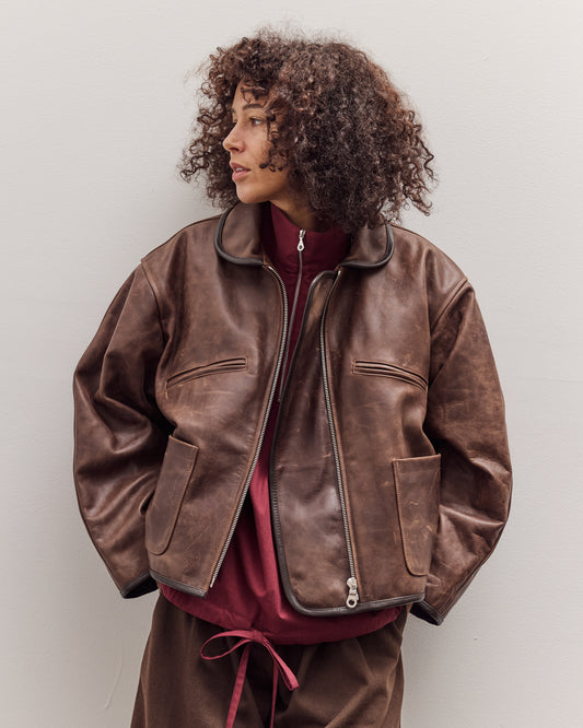 Waxed Leather Flying Jacket, Walnut