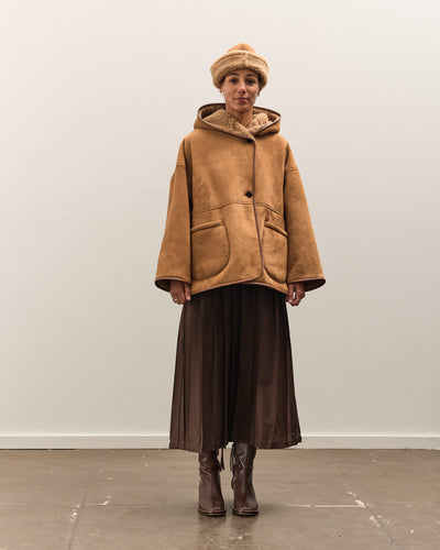 Cawley Curly Suede Reversible Holland Coat, Tan