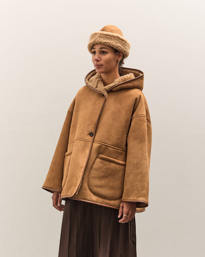 Cawley Curly Suede Reversible Holland Coat, Tan