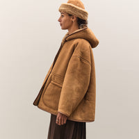 Cawley Curly Suede Reversible Holland Coat, Tan