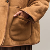 Cawley Curly Suede Reversible Holland Coat, Tan