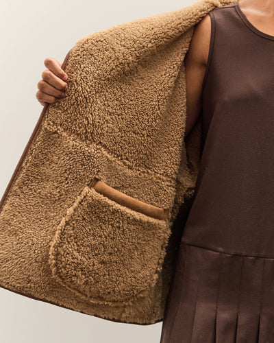 Cawley Curly Suede Reversible Holland Coat, Tan