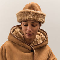 Cawley Suede Back Curly Sheepskin Cap, Tan