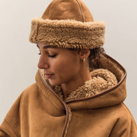 Cawley Suede Back Curly Sheepskin Cap, Tan