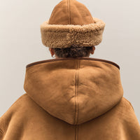 Cawley Suede Back Curly Sheepskin Cap, Tan