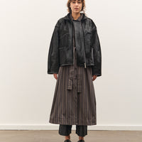 Cawley Hair on Leather Hide Flying Jacket, Black