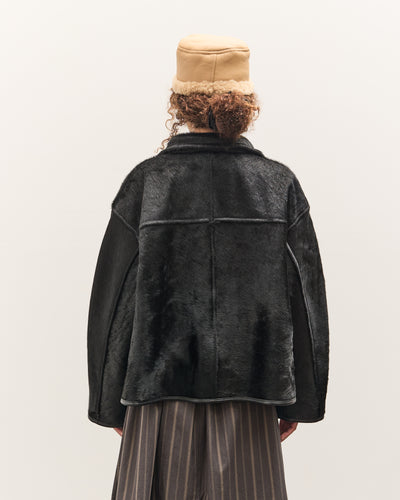 Cawley Hair on Leather Hide Flying Jacket, Black