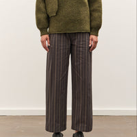 Cawley Japanese Mugwasher Stripe Cotton Georgia Trouser, Greys