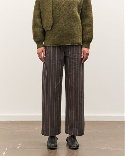 Cawley Japanese Mugwasher Stripe Cotton Georgia Trouser, Greys