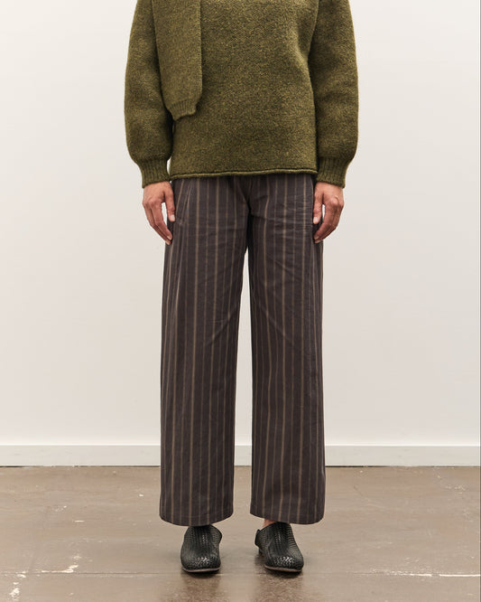 Cawley Japanese Mugwasher Stripe Cotton Georgia Trouser, Greys