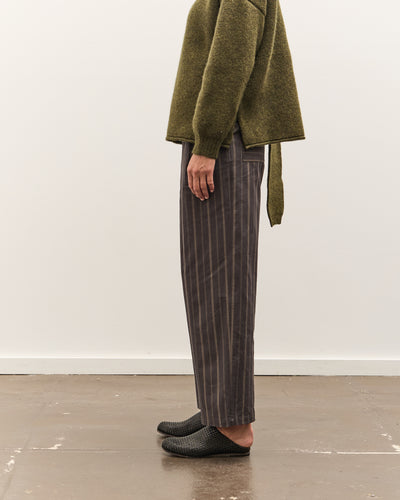 Cawley Japanese Mugwasher Stripe Cotton Georgia Trouser, Greys