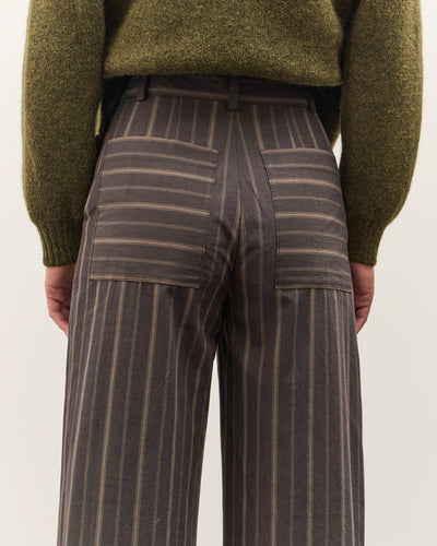 Cawley Japanese Mugwasher Stripe Cotton Georgia Trouser, Greys