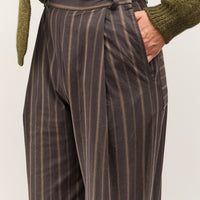 Cawley Japanese Mugwasher Stripe Cotton Georgia Trouser, Greys