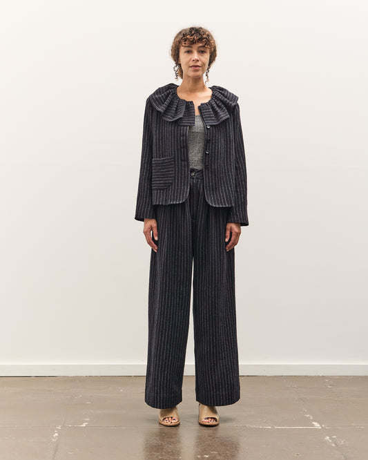 Cawley Japanese Striped Boucle Mara Trouser, Navy / Grey