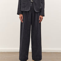 Cawley Japanese Striped Boucle Mara Trouser, Navy / Grey