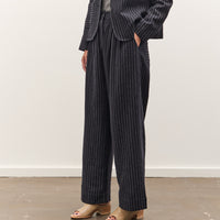Cawley Japanese Striped Boucle Mara Trouser, Navy / Grey