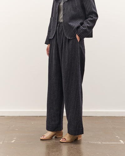 Cawley Japanese Striped Boucle Mara Trouser, Navy / Grey