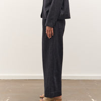 Cawley Japanese Striped Boucle Mara Trouser, Navy / Grey