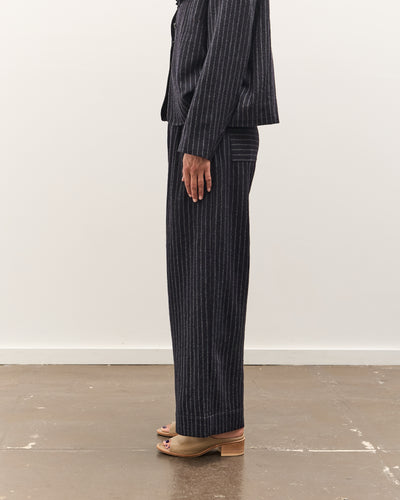 Cawley Japanese Striped Boucle Mara Trouser, Navy / Grey