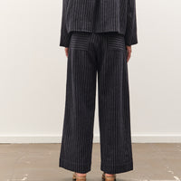 Cawley Japanese Striped Boucle Mara Trouser, Navy / Grey