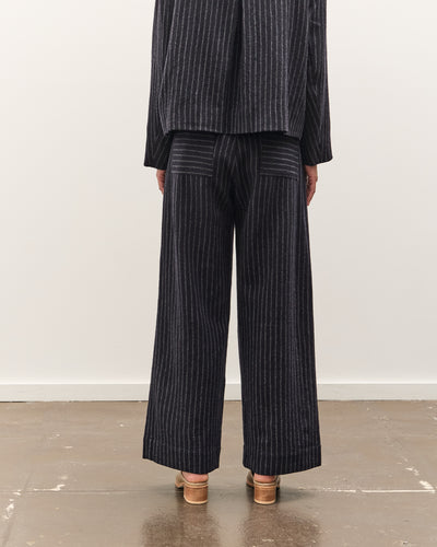 Cawley Japanese Striped Boucle Mara Trouser, Navy / Grey