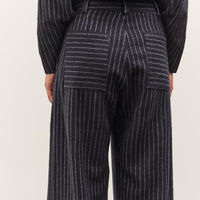 Cawley Japanese Striped Boucle Mara Trouser, Navy / Grey