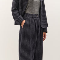 Cawley Japanese Striped Boucle Mara Trouser, Navy / Grey