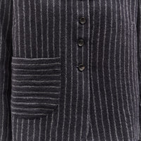 Cawley Japanese Striped Boucle Ruffle Lille Jacket, Navy / Grey