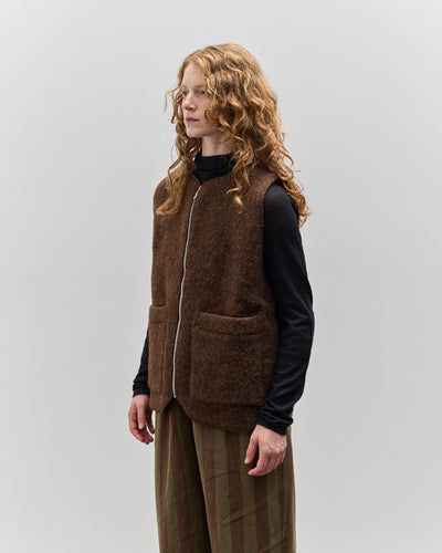 Cawley Portugest Wool Zip River Vest, Chocolate